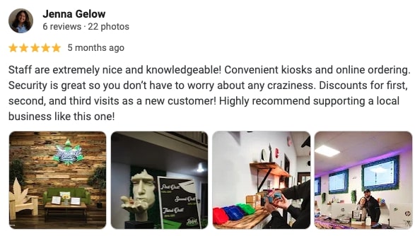 Screenshot of favorable ReLeaf Cannabis review