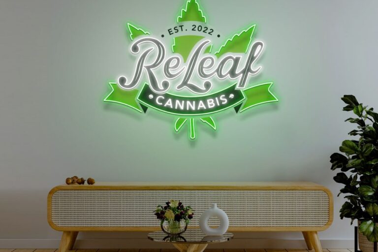 Image of ReLeaf cannabis sign at Williamstown dispensary