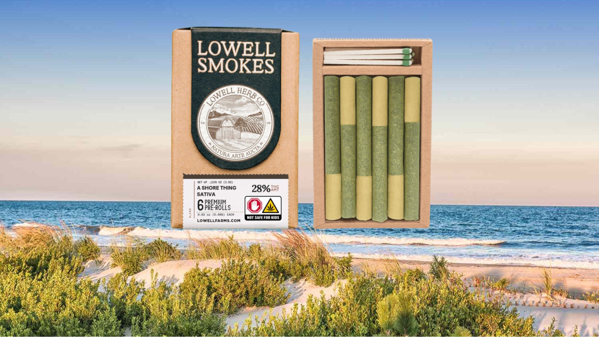 Lowell Smokes A Shore Thing Sativa Blend from ReLeaf Dispensary in Williamstown NJ with Jersey Shore in the background