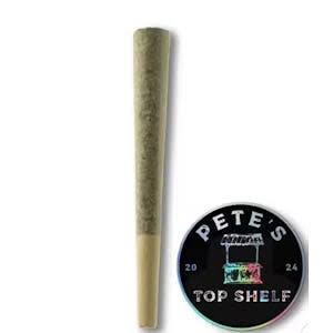 Pete’s Top Shelf pre-roll and logo.